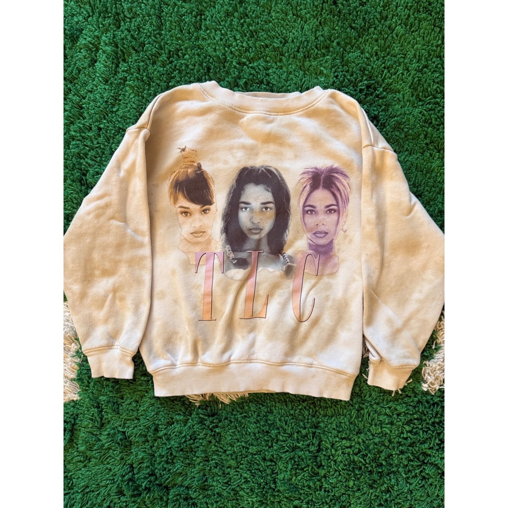 Cotton On Kids‎ TLC Graphic Sweatshirt Tan Tie Dye 90s R&B Band Pullover (B)